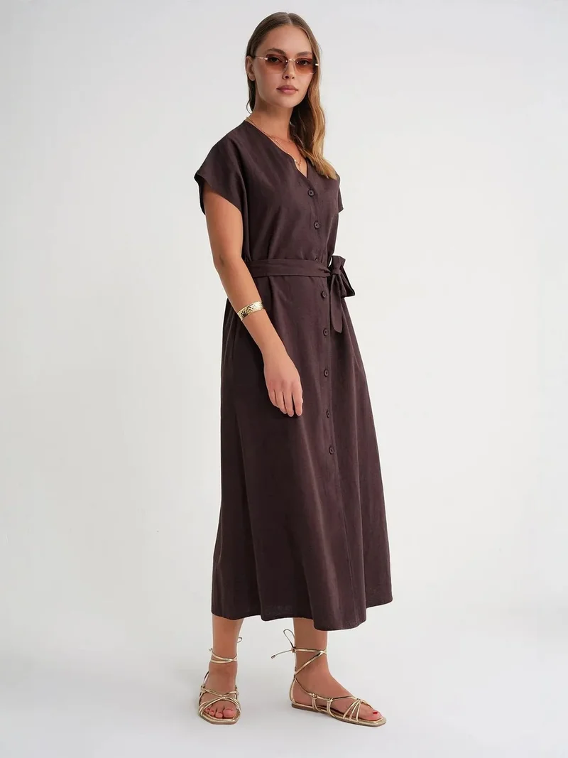 ميكسراي Mixray Belted Shirt Dress
